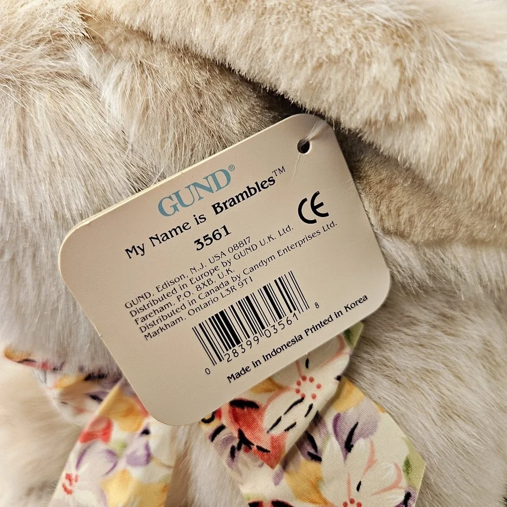 Gund Tan Floral Bow Plush Bunny Rabbit 14